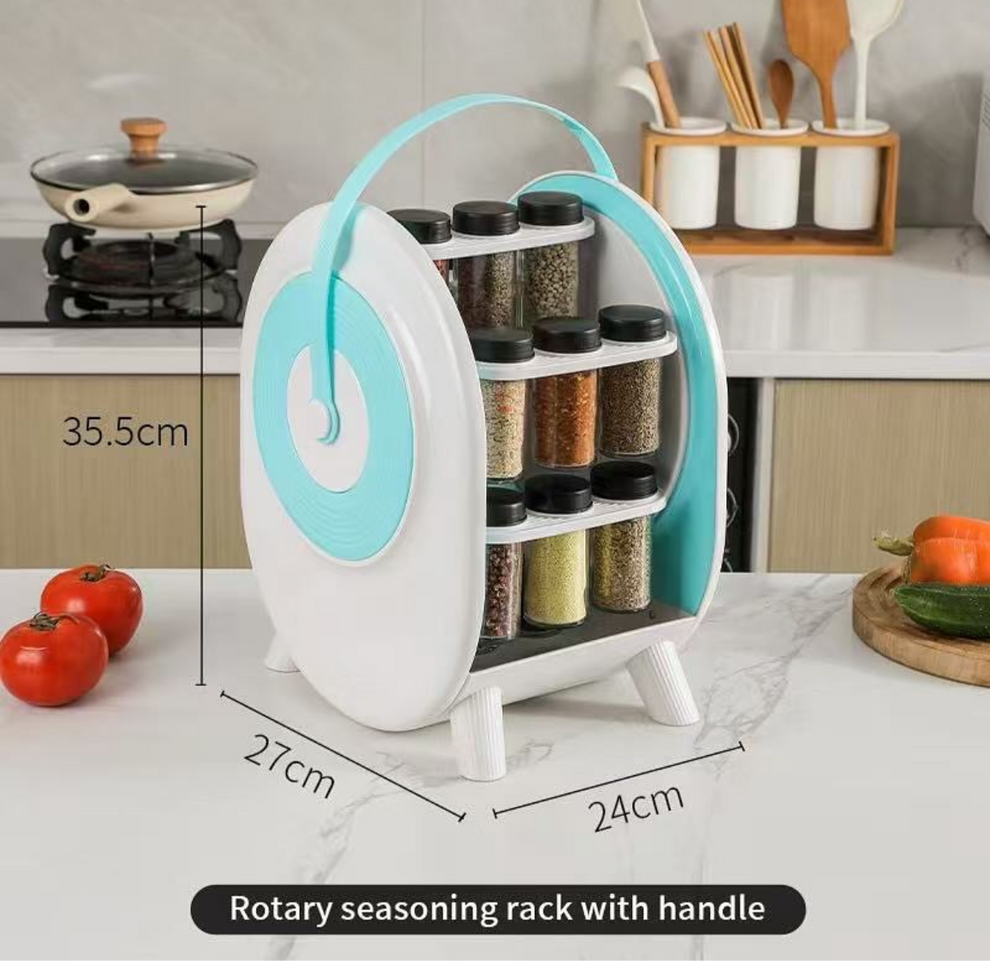 Ferris Wheel Rotating Spice Rack Organizer With 18 Glass Spice Jars