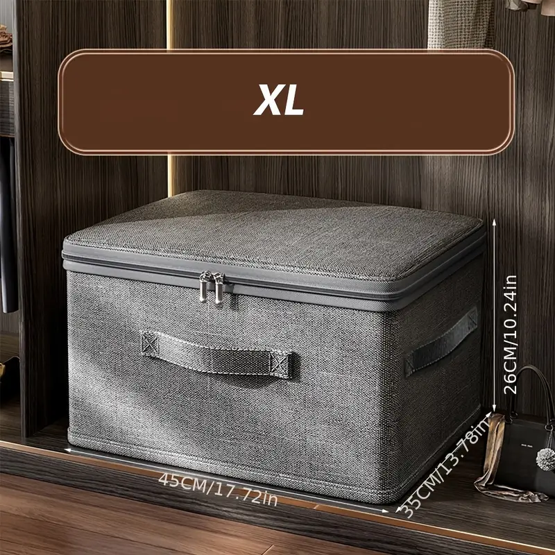 LARGE CAPACITY FOLDABLE CLOTHES STORAGE BOX WITH ZIPPER – WARDROBE QUILT ORGANIZER BAG FOR CLOTHES UNDERWEAR AND BLANKETS