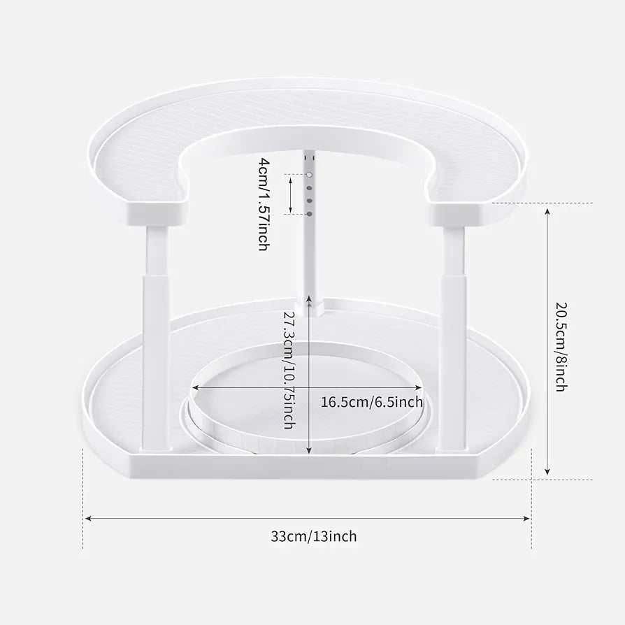 2 Tier Adjustable Rotating Spice Rack Organizer