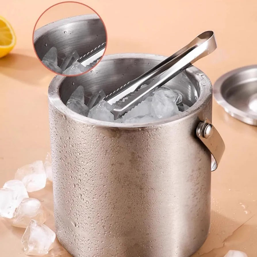 Multipurpose Stainless Steel Ice Bucket With Tongs