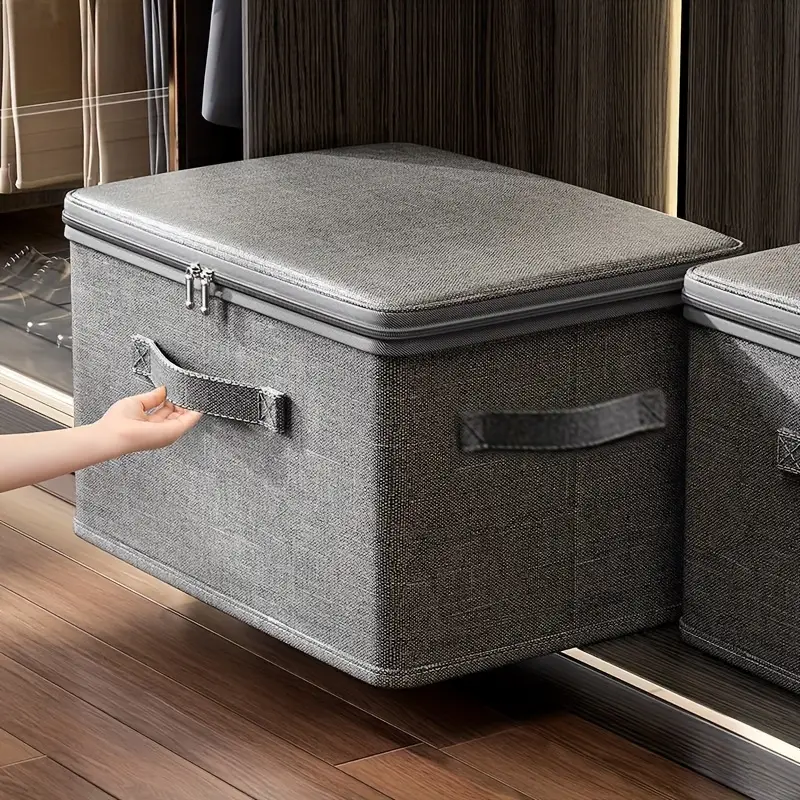 LARGE CAPACITY FOLDABLE CLOTHES STORAGE BOX WITH ZIPPER – WARDROBE QUILT ORGANIZER BAG FOR CLOTHES UNDERWEAR AND BLANKETS