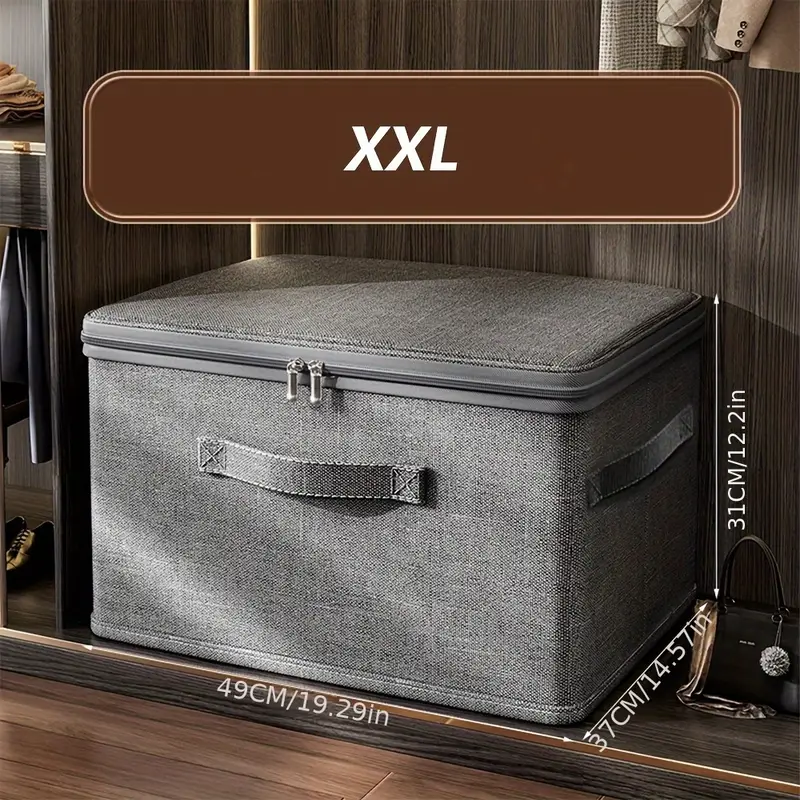 LARGE CAPACITY FOLDABLE CLOTHES STORAGE BOX WITH ZIPPER – WARDROBE QUILT ORGANIZER BAG FOR CLOTHES UNDERWEAR AND BLANKETS