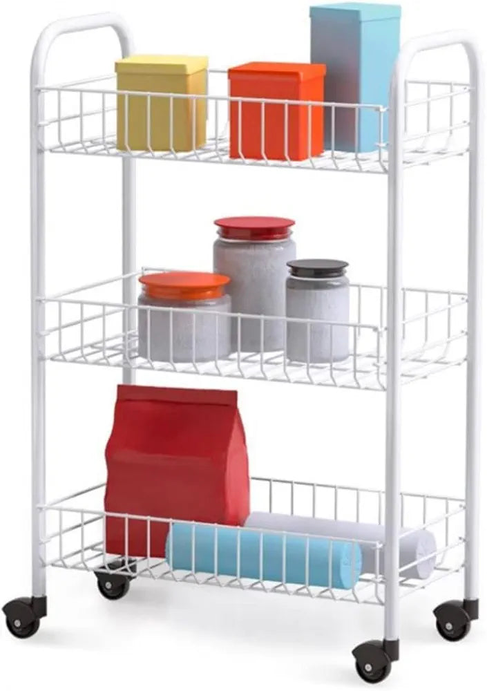 Danny Home 3-Tier Metal Storage Trolley Organizer With Wheels