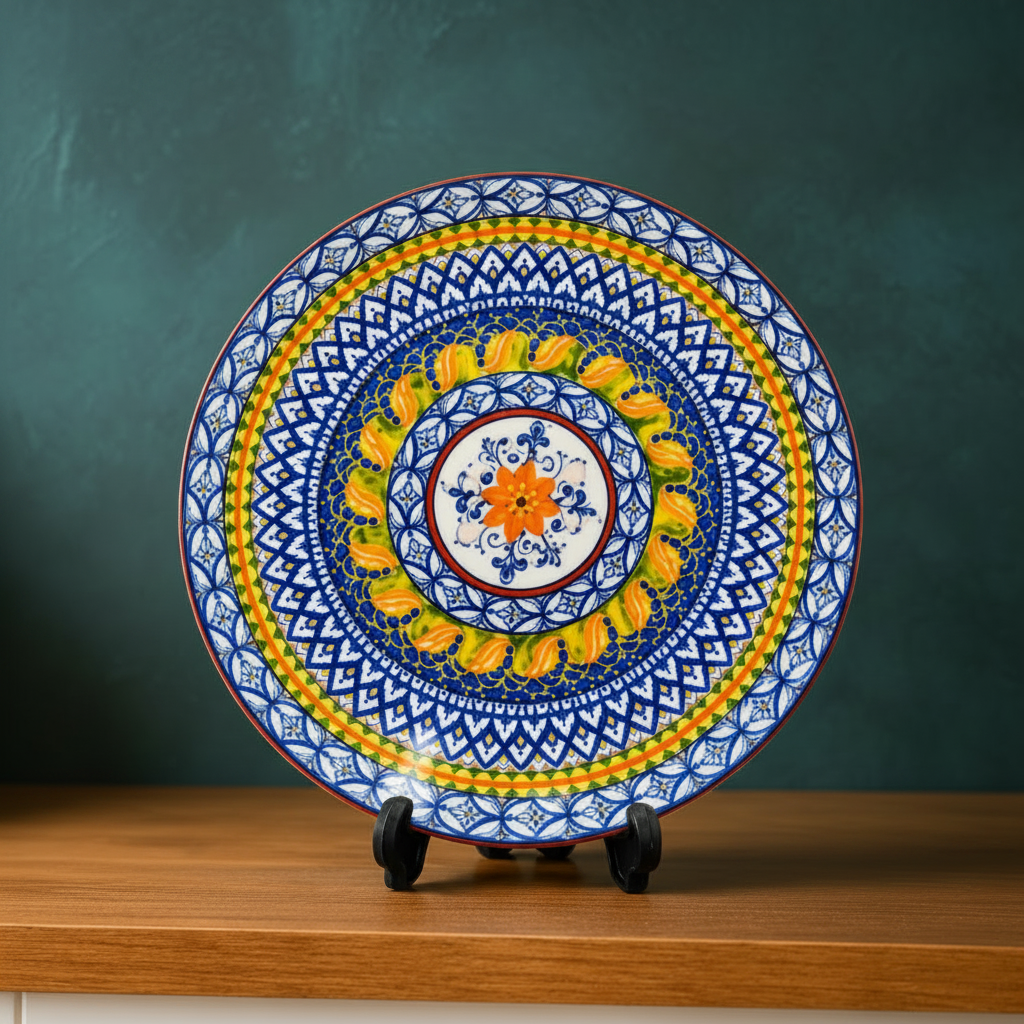 Kashgar Pottery Ceramic Decorative Serving Plate (10.5 INCH)