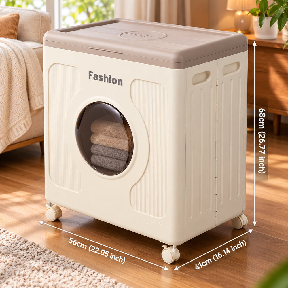 Large Capacity Foldable Laundry Storage Organizer Box With Wheels