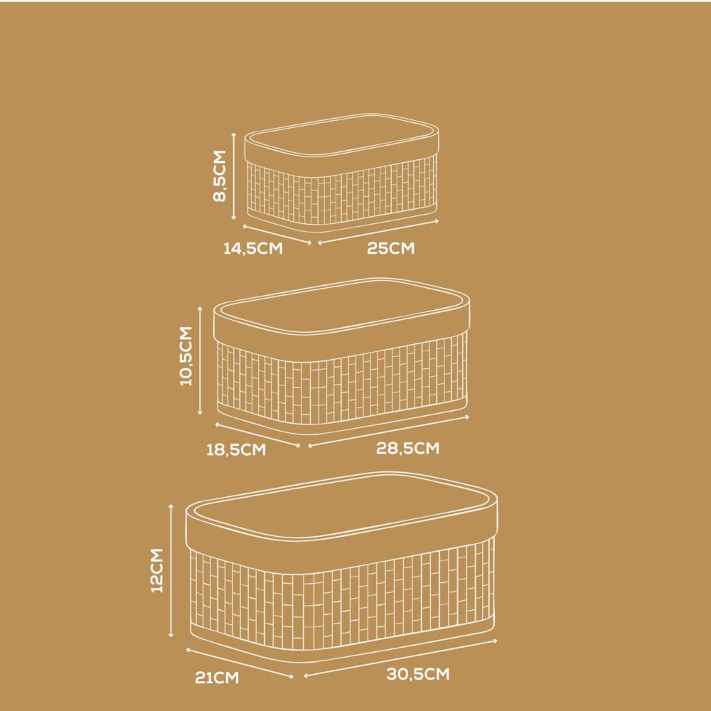 3-Piece Multipurpose Storage Bamboo Basket Set