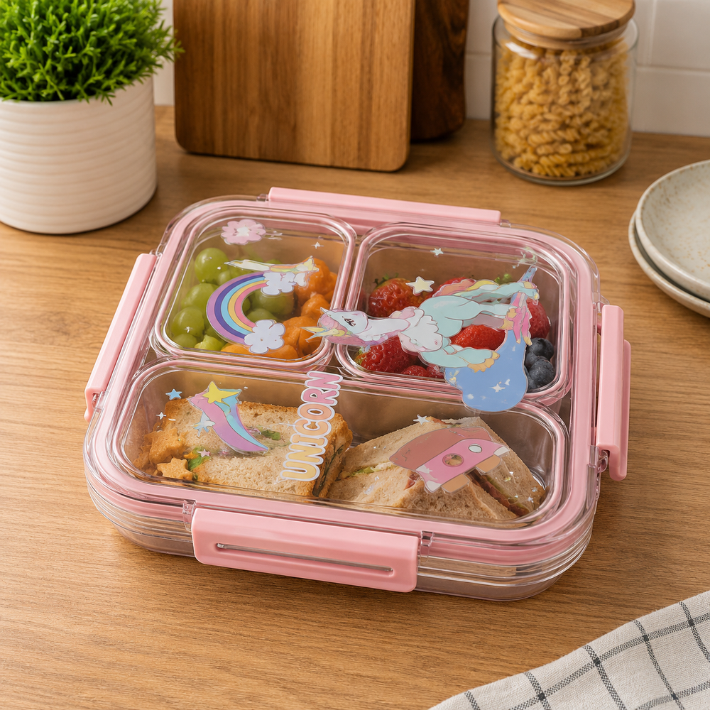 Airtight Unicorn 3 Compartments Lunch Box