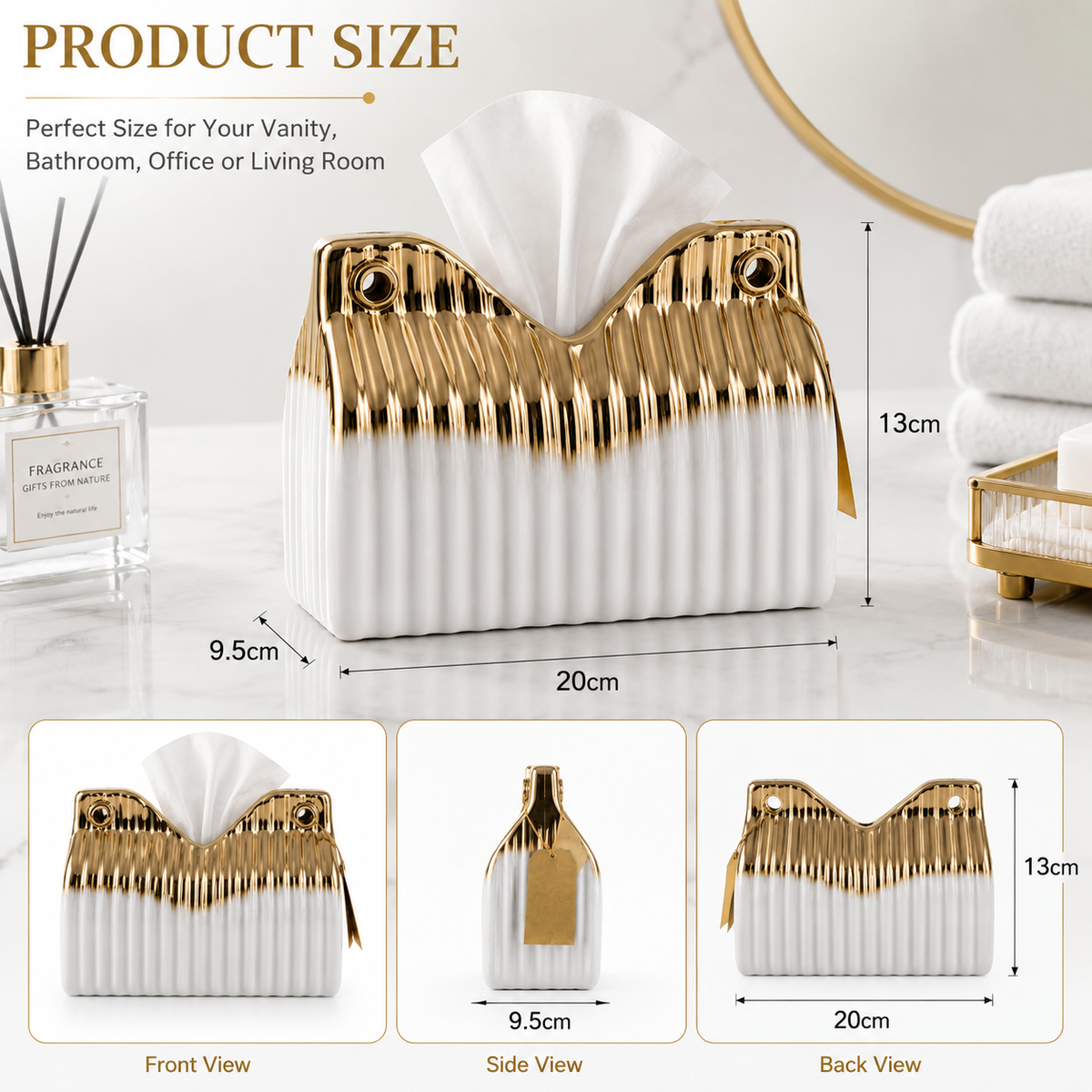 luxury Scalloped Ceramic Tissue Box Holder