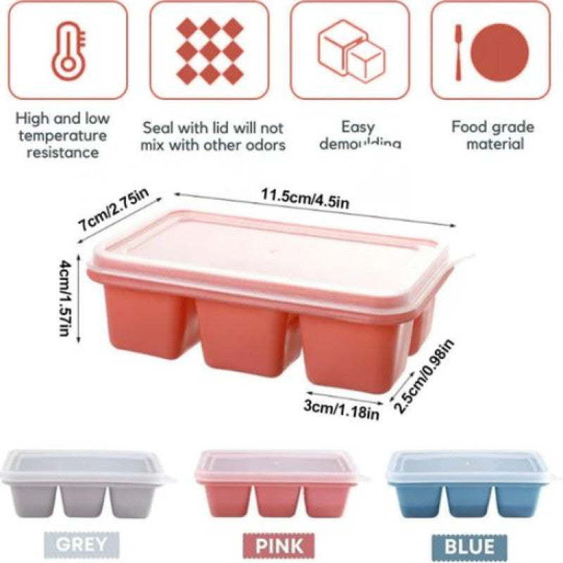 Mini Silicone Ice Cube Tray With Lid (Pack Of 2)