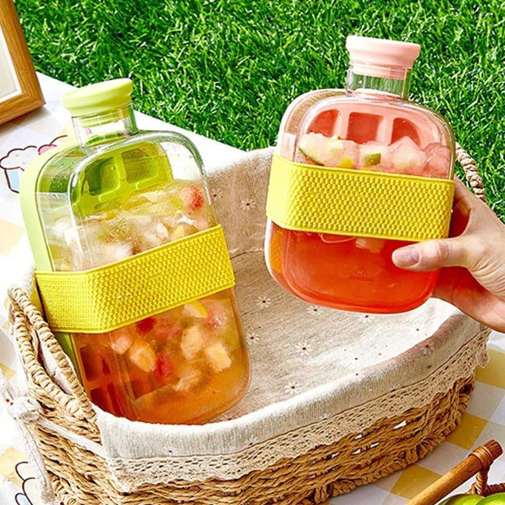 2in1 Ice Cube Water Bottle And Tray With Lid