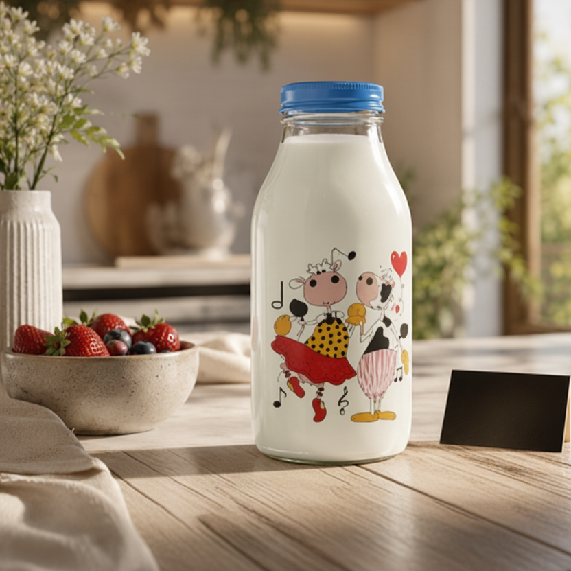 Cartoon Cow Milk Bottle With Lid