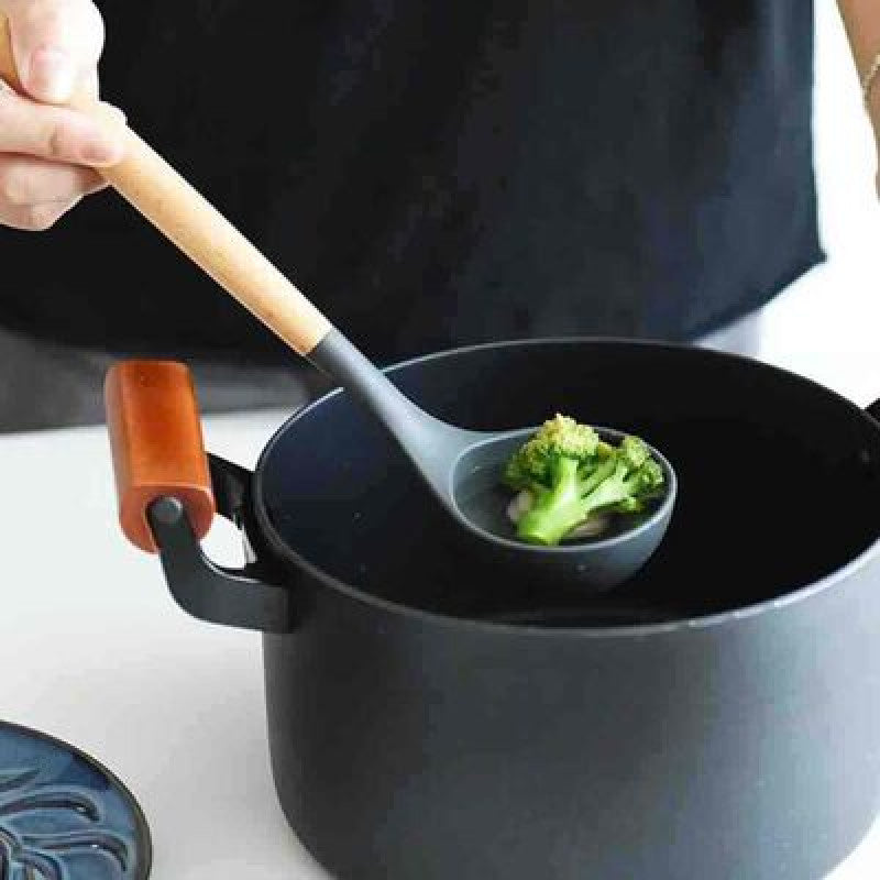 Cooking Utensils Silicone Ladle Wooden Handle