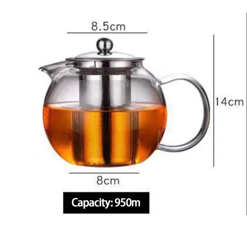 Stainless Steel Infuser Glass Tea Pot