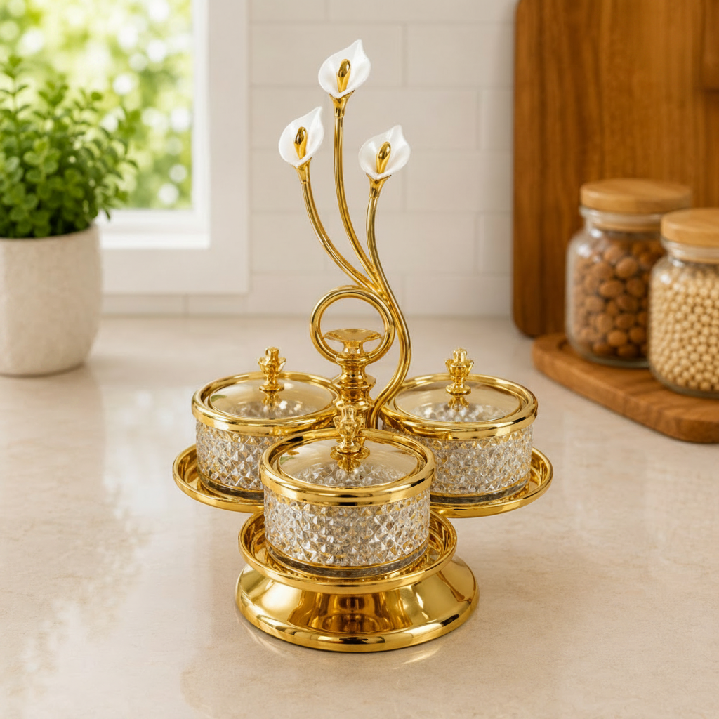 Elegant Luxury Gold Condiment Serving Set