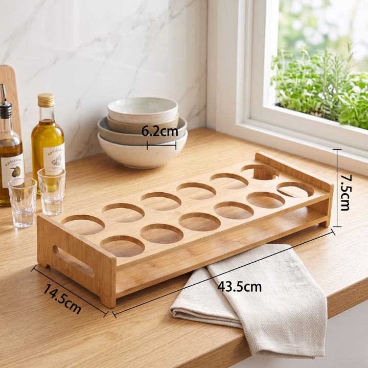 12 Grid Bamboo Wooden Egg Holder Tray
