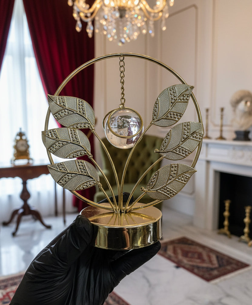 Modern Stylish Metal & crystal Ball Decorative Sculpture