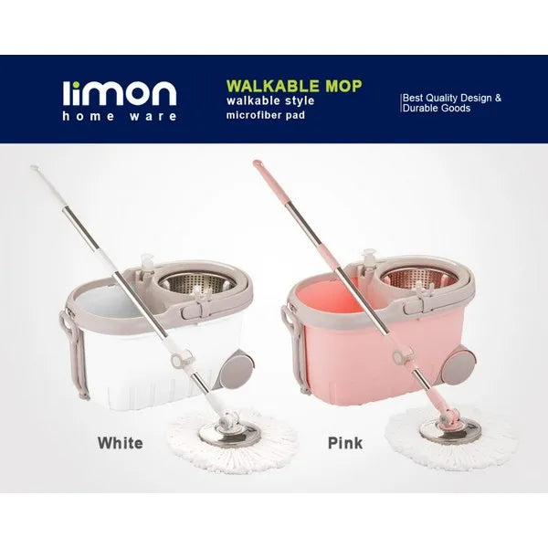 Limon Walkable Spin Mop with Pedal, Handle & Wheel