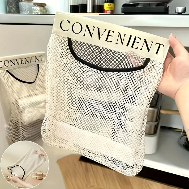 Large Capacity Mesh Storage Bag, Wall-Mounted Hanging Organizer