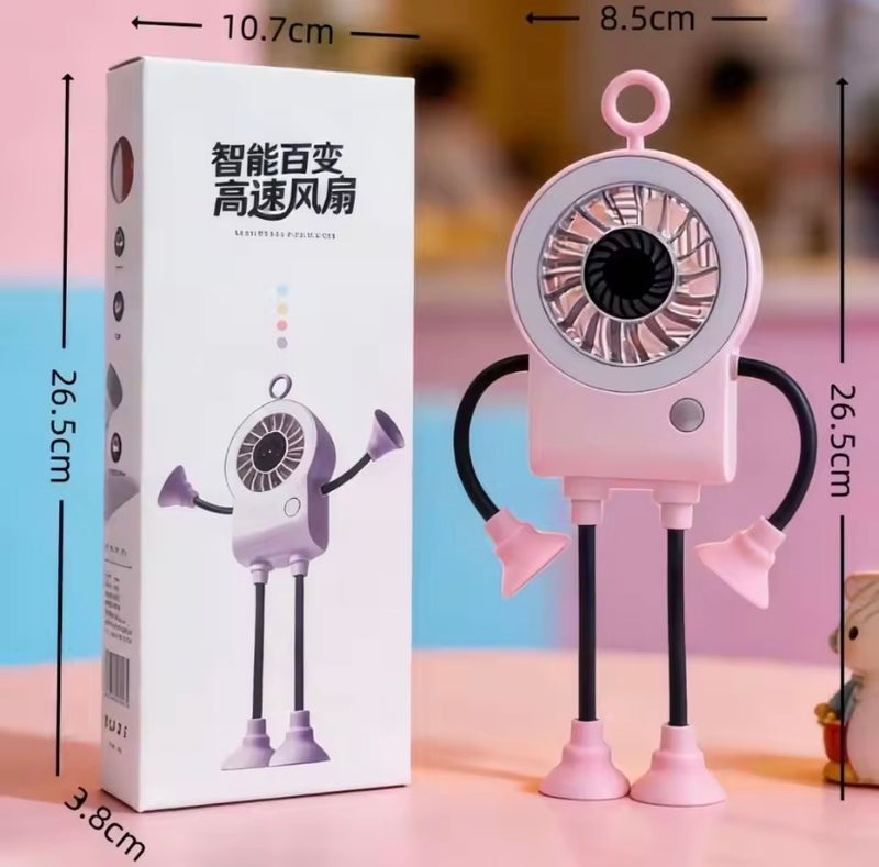 Mini Robotic Shape LED Fan With Adjustable Style