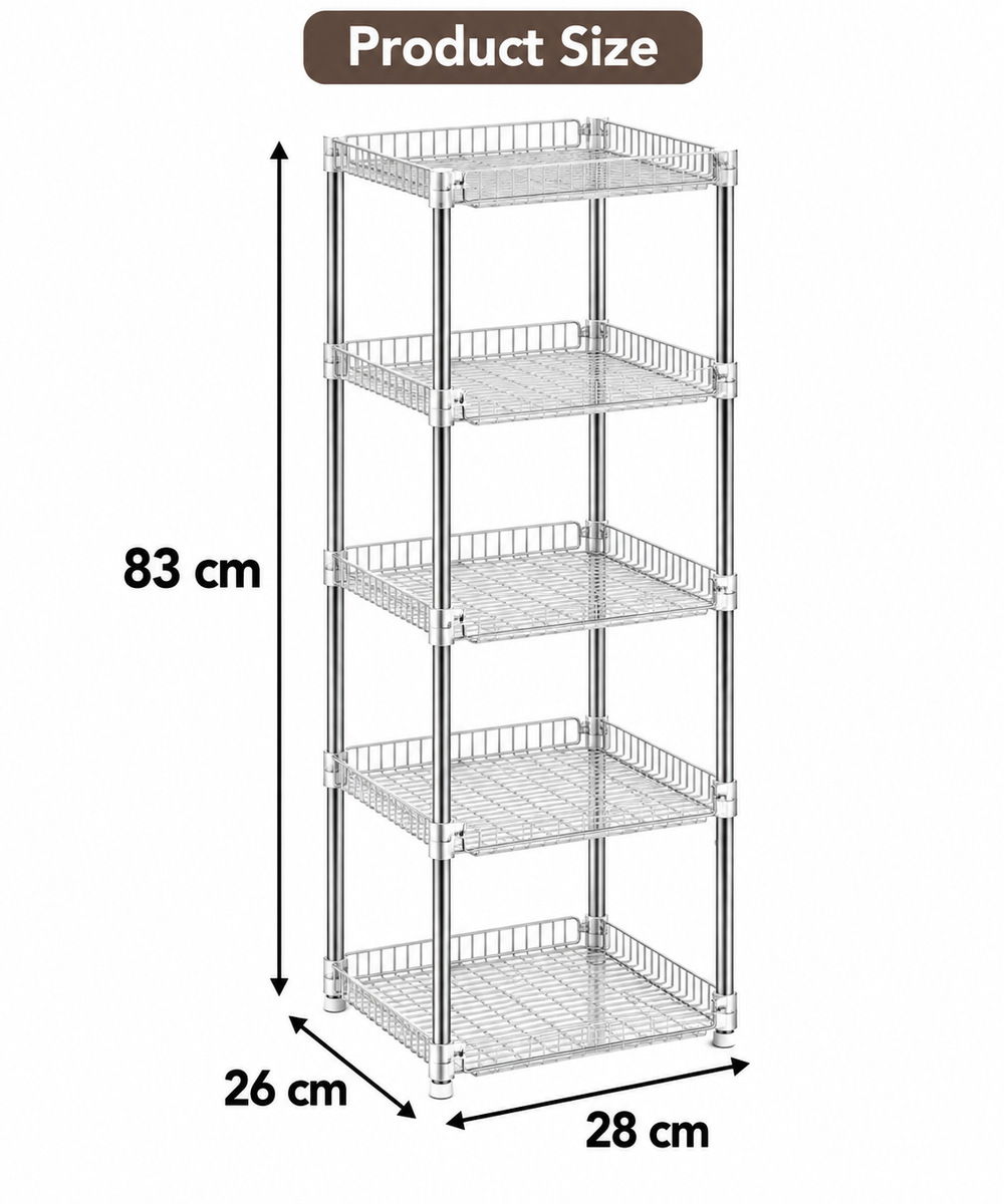 5-Tier Vertical Transparent Storage Rack Organizer