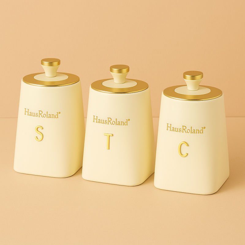 HausRoland Canister 3Pcs Tin Storage Sugar Tea Coffee Jars Set