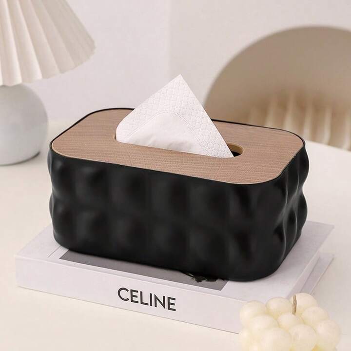 Nordic Modern Tissue Box With Wooden Lid