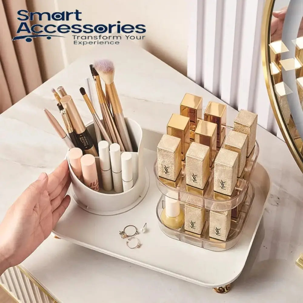 Rotating Cosmetic Brush And Lipstick Organizer