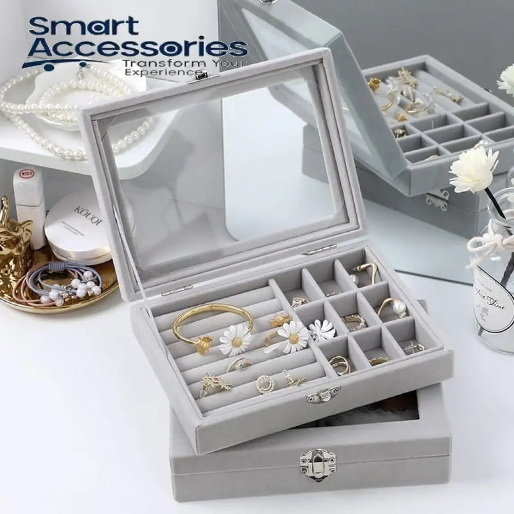 Velvet Rings & Earrings Organizer Storage Box