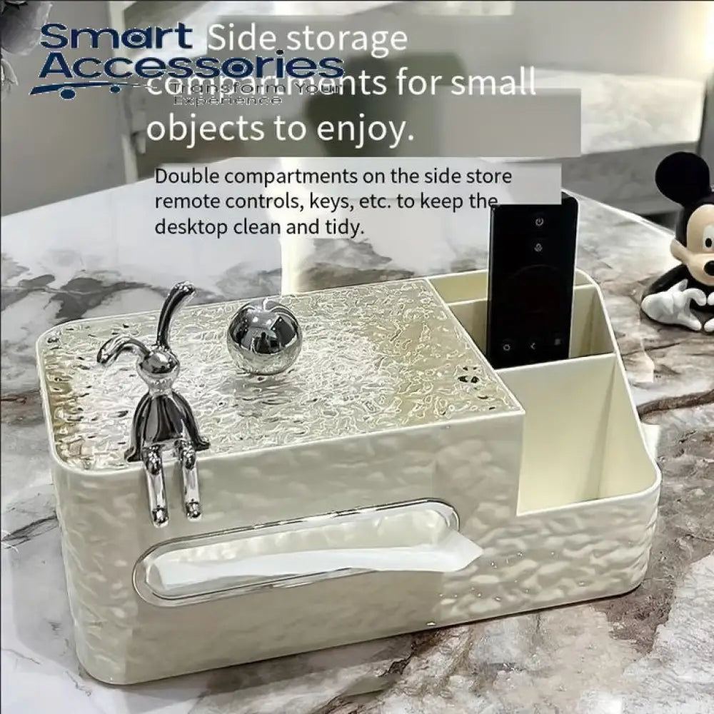 White Chic Water Wave Tissue Box