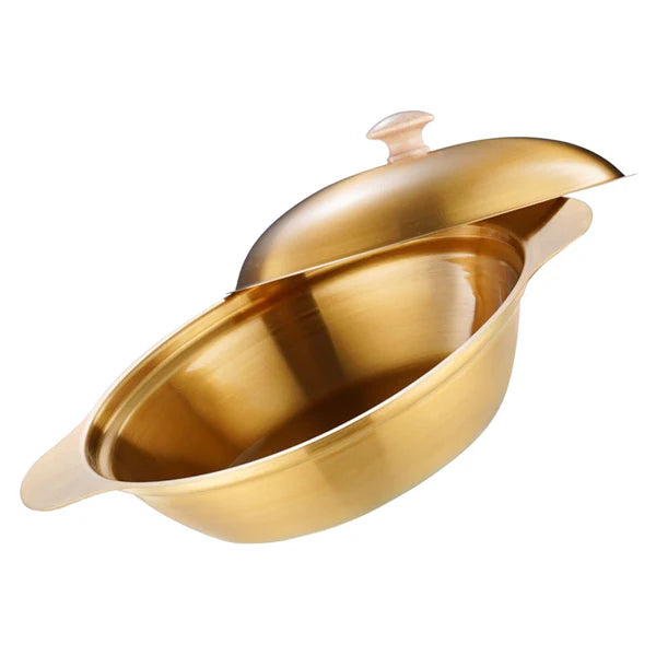 Golden Cooking Wok With Wooden Knob