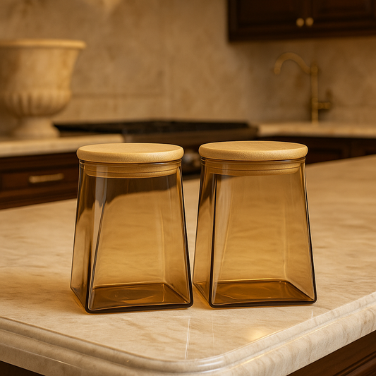 Premium Glass Storage Jar with Wooden Lid – Airtight