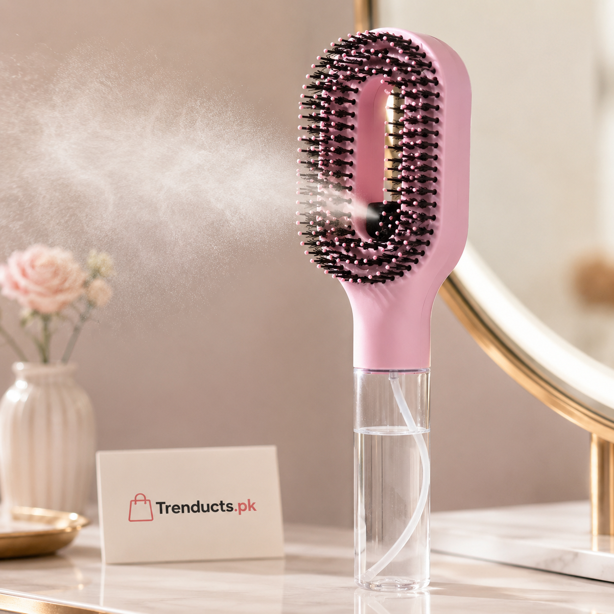 2-in-1 Fine Mist Spray Hair Brush with Refillable 55ml Bottle
