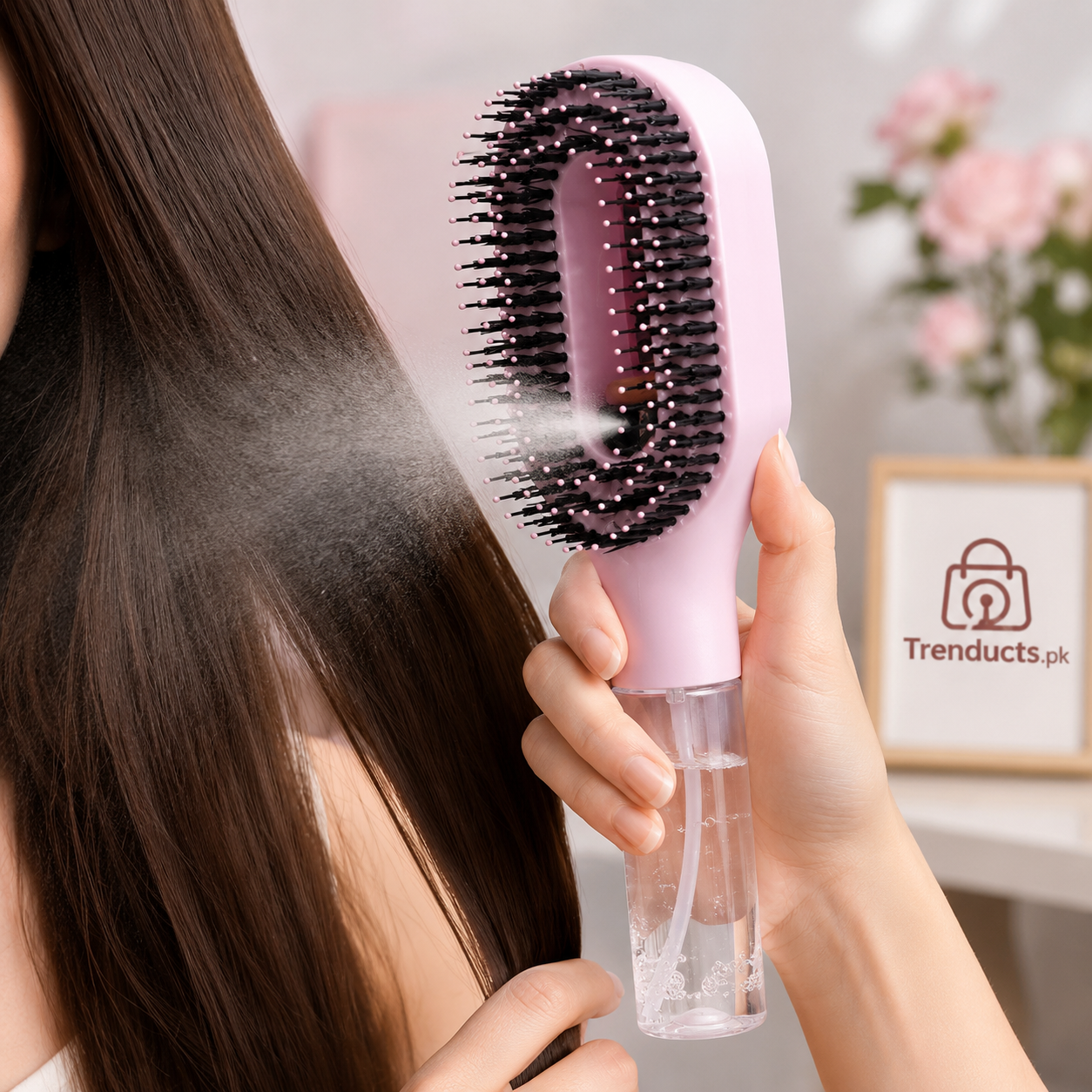 2-in-1 Fine Mist Spray Hair Brush with Refillable 55ml Bottle
