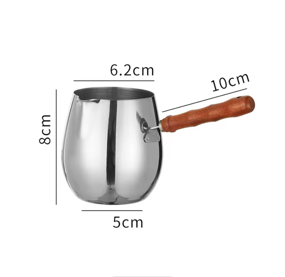 Stainless Steel Turkish Coffee Pot With Wooden Handle, Home Office Espresso Tea Pot, Leakproof Coffee Pot