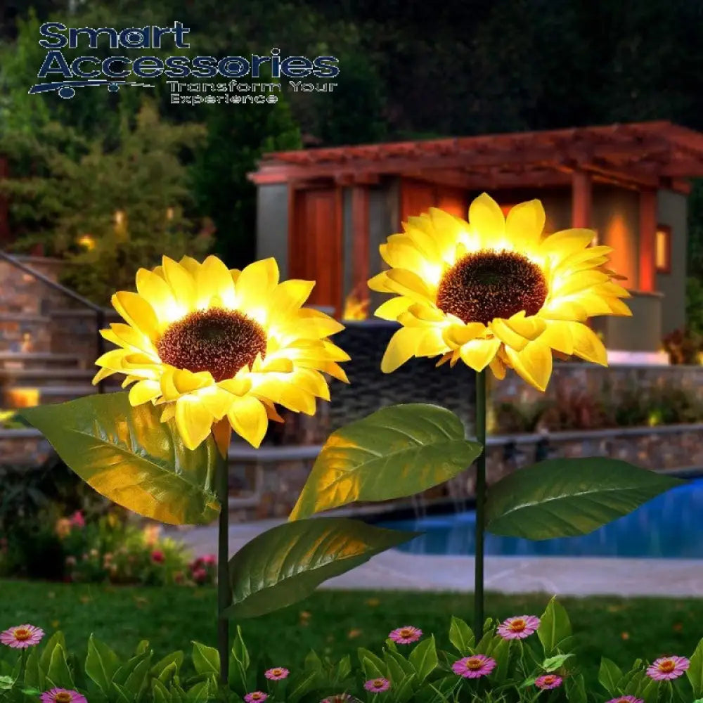 1 Piece Solar Garden Stake Lights Outdoor Sunflower Led Powered For Patio Lawn Yard Pathway