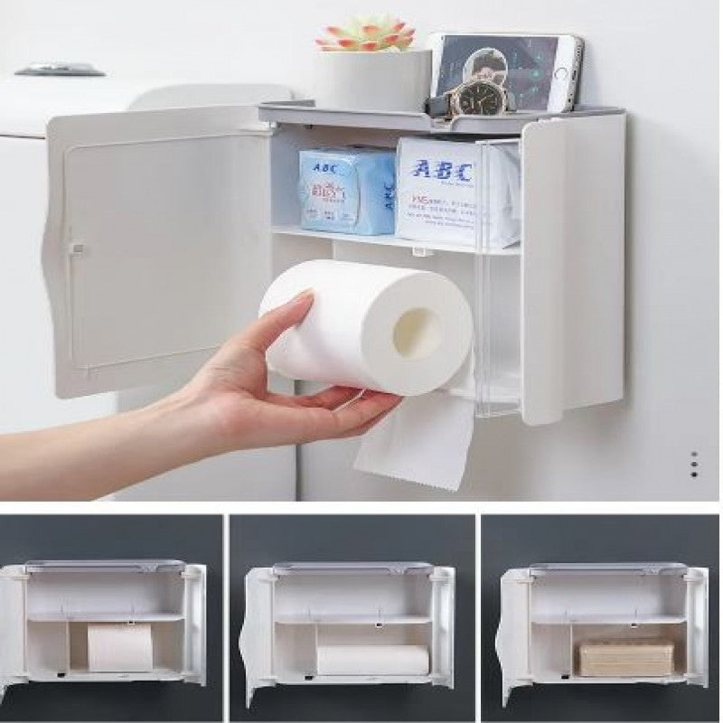 Wall-mounted Toilet Paper Shelf Tissue Box, Paper Towel Holders for Bathroom Accessories Free Punching