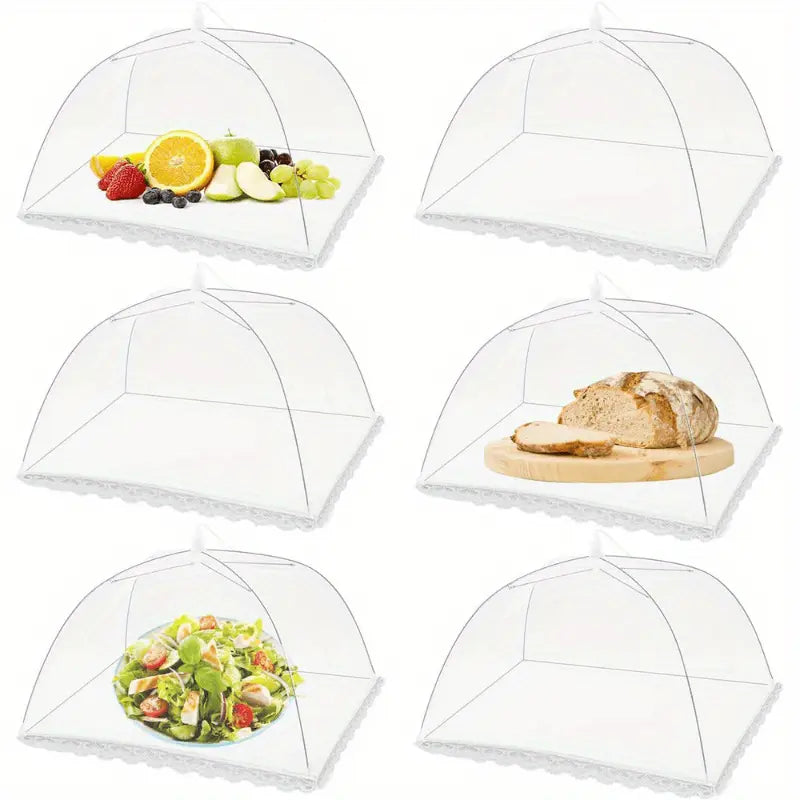 Portable Umbrella Style Food Cover Anti Mosquito with Lace 60cm x 60cm