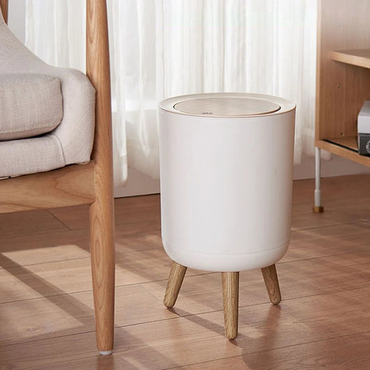 Dustbin High Foot with Lid Large Capacity Press Type Waste Bin Garbage Container Plastic Trash Can