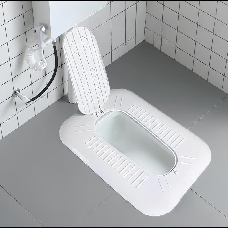 Fully Enclosed Squat Toilet Cover with Foot Step – Odor Stopper and Open Cover Design