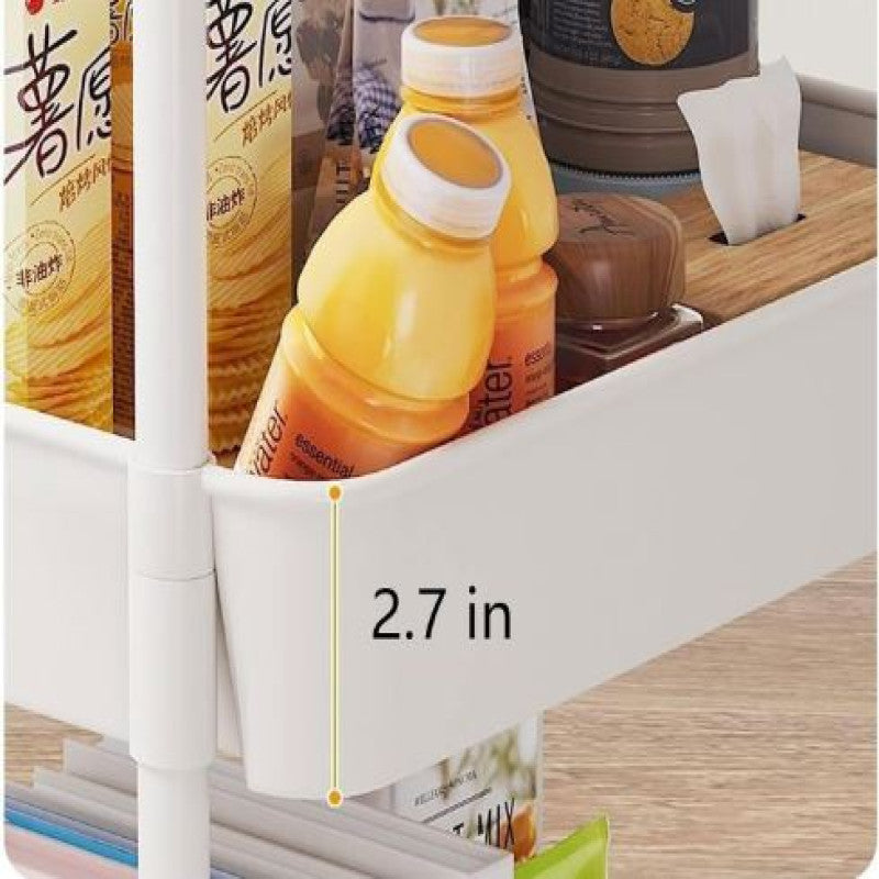 Storage Trolley, Mobile Rolling Utility Cart with Wheels, for Kitchen, Bathroom, Laundry Room, Bedroom