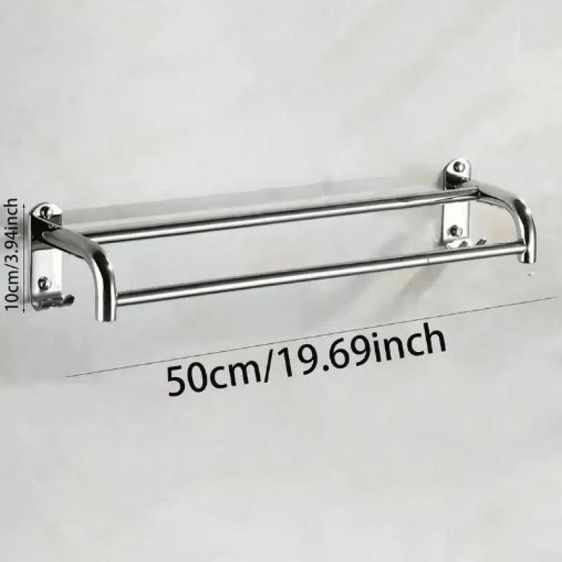 Double Rod Hook High-grade 304 Stainless Steel Towel Bar, Strong And Durable Self-adhesive Bath Towel Rod