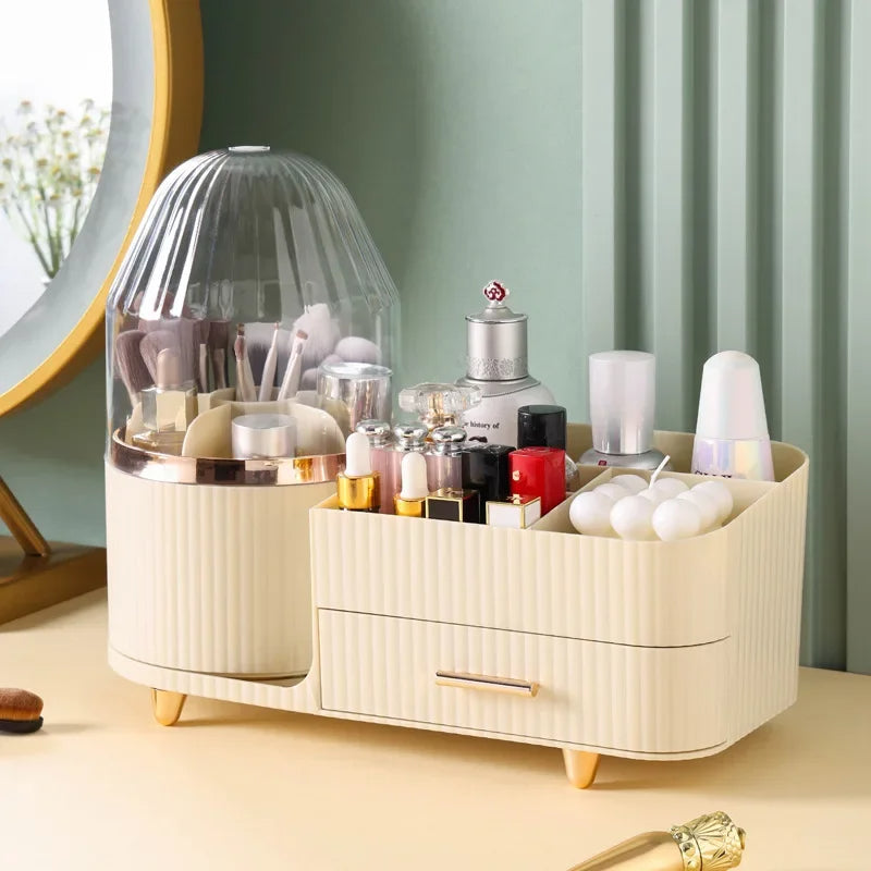 360° Rotating Cosmetic Storage Box Holder Desktop Makeup Brushes Organizer Countertop Portable Lipstick Eyeliner Stand Boxes