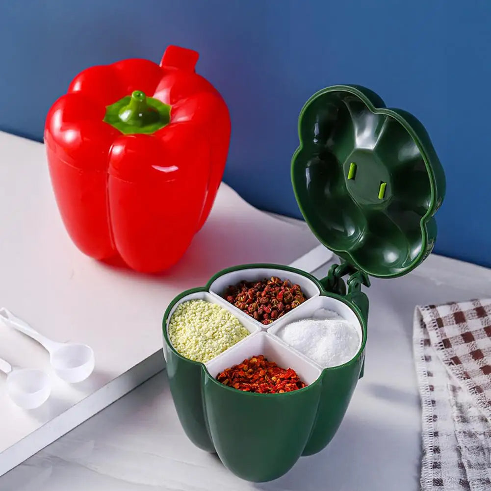 4 In1 Seasoning Storage With Spoon For Pepper Spice Plastic Jar Creative Chili Shape