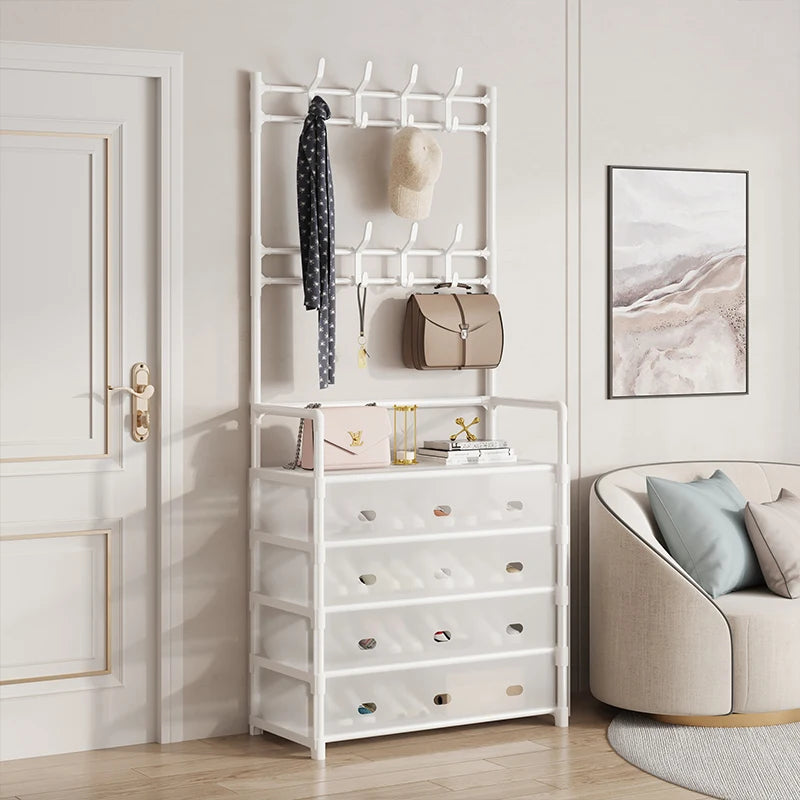Smart Entryway Organizer – Coat Rack with Shoe Storage Cabinet