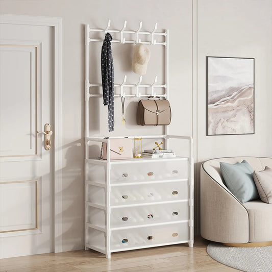 Smart Entryway Organizer – Coat Rack with Shoe Storage Cabinet