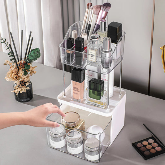 "Luxury 3-Tier Cosmetic & Skincare Organizer with Dustproof Cover"
