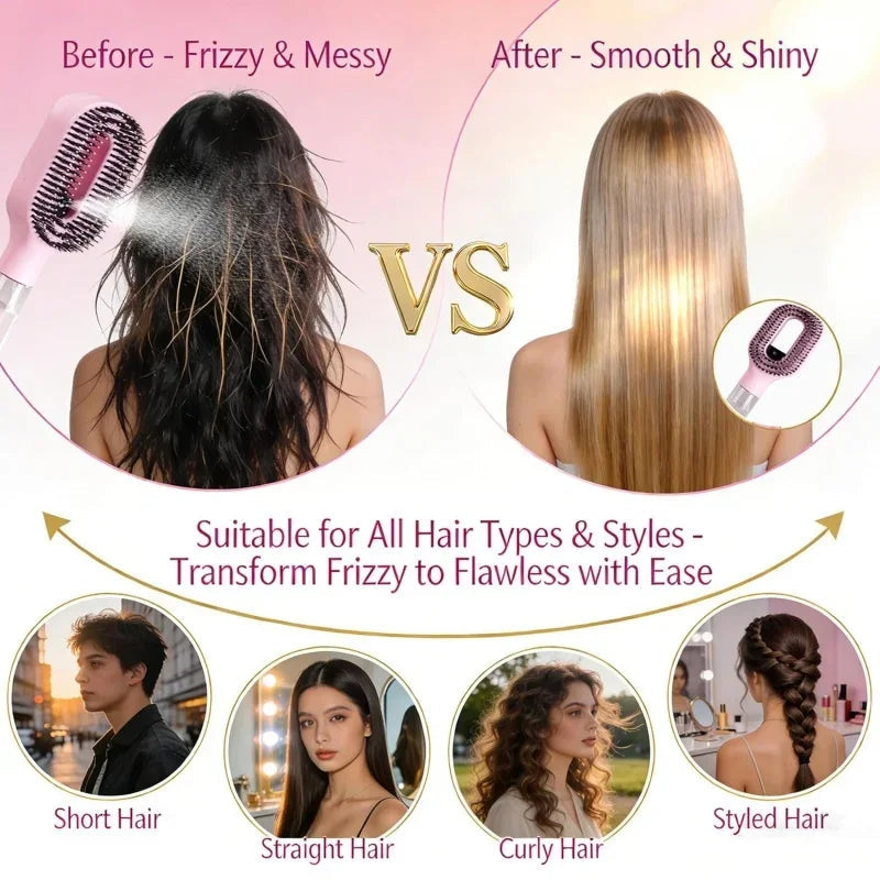 2-in-1 Fine Mist Spray Hair Brush with Refillable 55ml Bottle