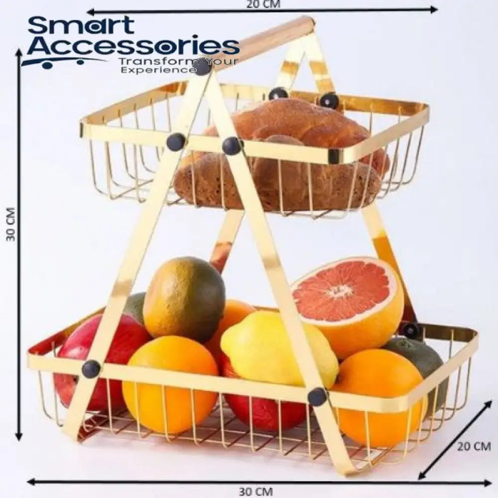 2 Tier Countertop Fruit Basket Gold