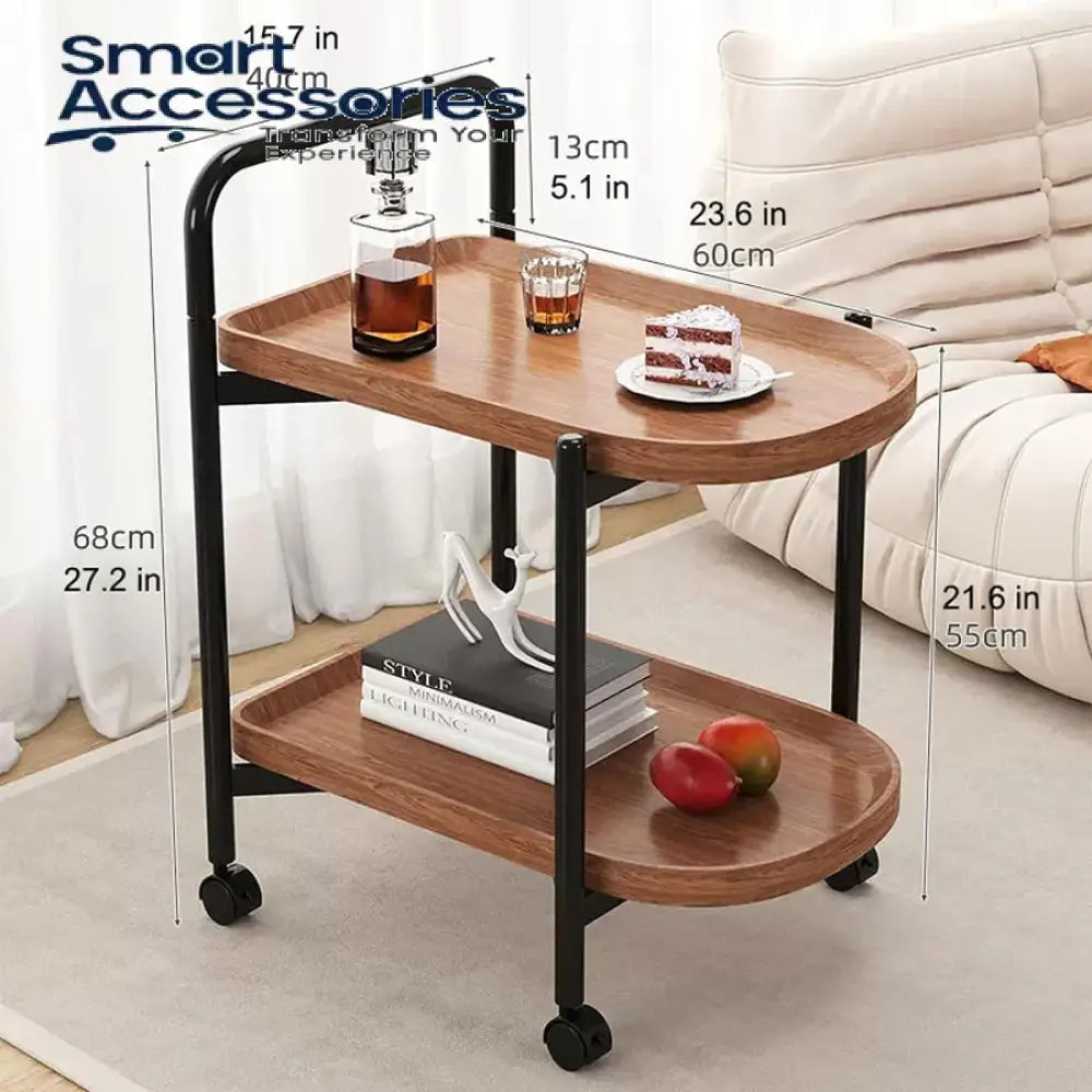 2 Tier Kitchen Serving Cart With Wheels