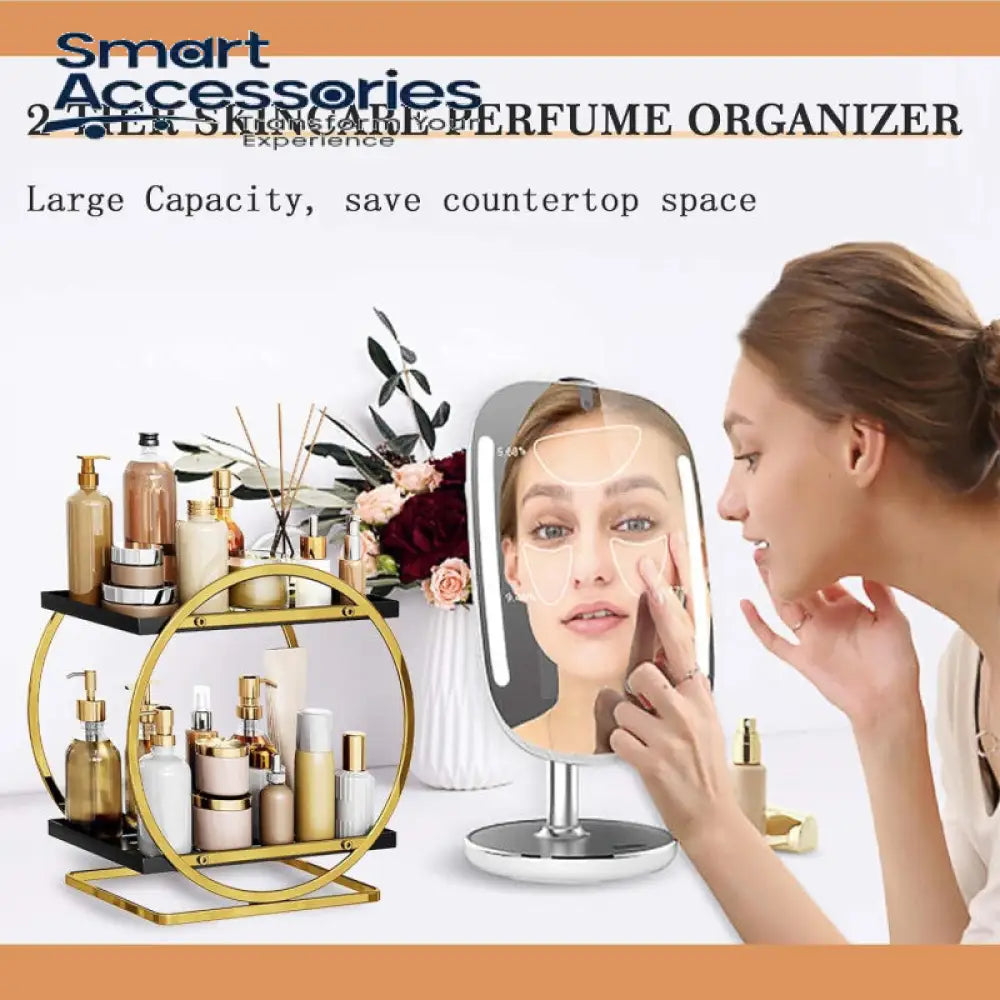 2 Tier Metal Perfume Skincare Cosmetics Organizer Rack